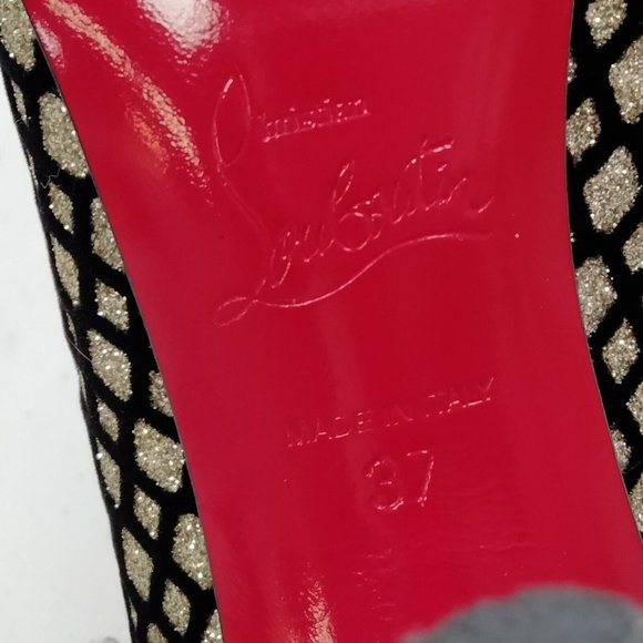 Christian Louboutin silver and black Fabric Pumps size 37 - Picture 6 of 9